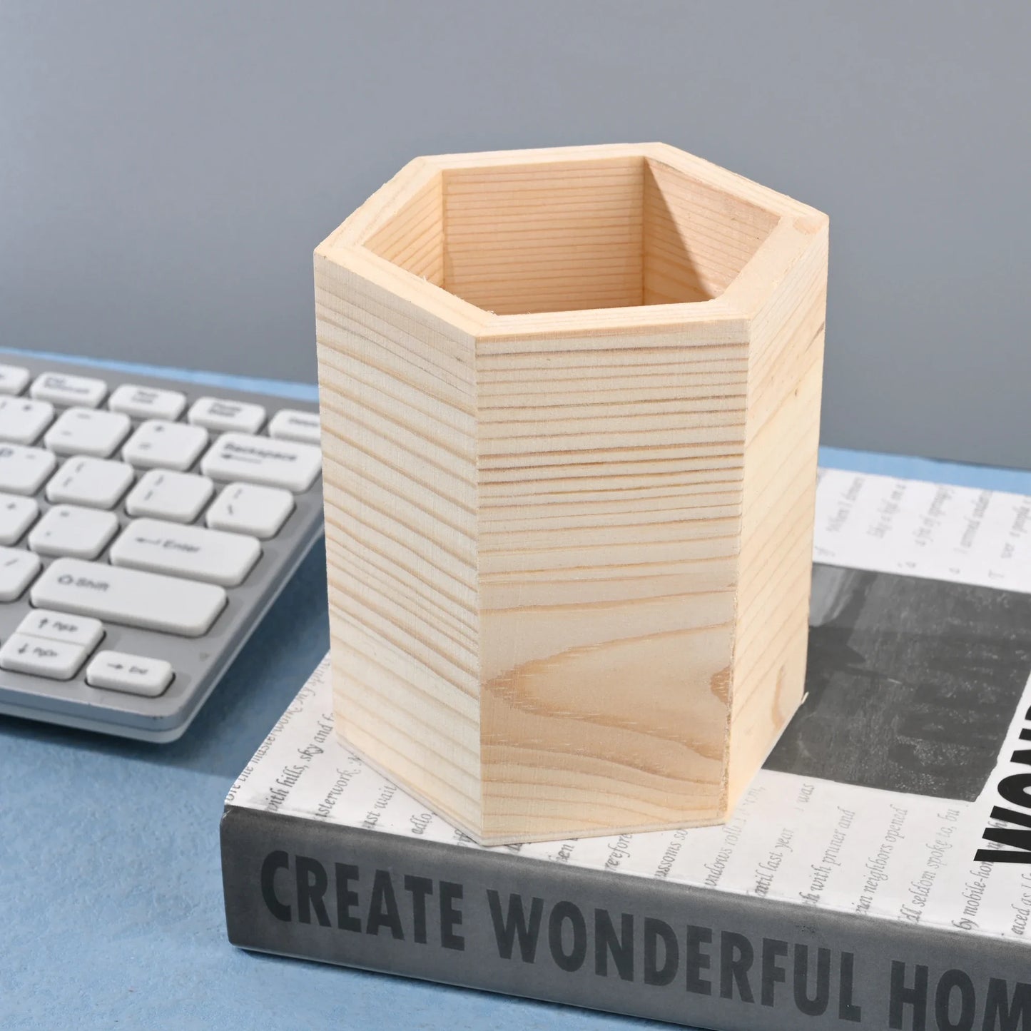 Wooden stationery storage box for pens, pencil cases, office pen holders, makeup brush containers, stationery supplies,