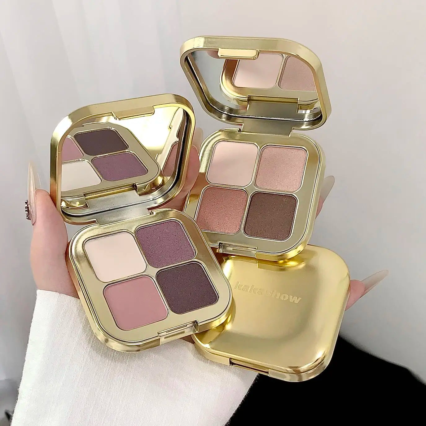 KAKASHOW 4 Colors Eyeshadow Palette Matte Shimmer Pearlescent Glitter Eye Shadow Long Lasting Easy To Color Eyes Makeup Palette
