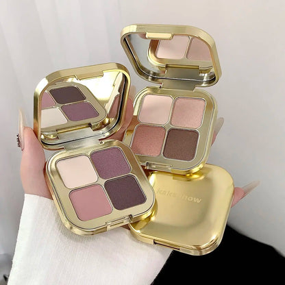 KAKASHOW 4 Colors Eyeshadow Palette Matte Shimmer Pearlescent Glitter Eye Shadow Long Lasting Easy To Color Eyes Makeup Palette