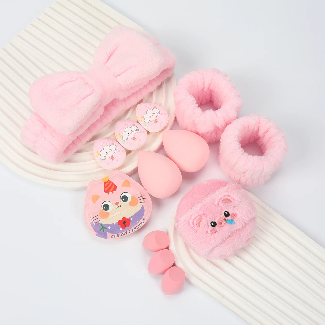 Embroidered Powder Puff Headband 13-Piece Set, Suitable for Applying and Setting Makeup, Suitable for All Skin Types