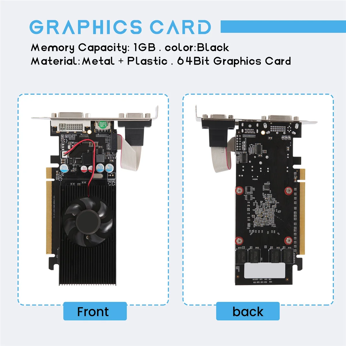 B44CGT210 1GB DDR2 64Bit Graphics Card PCIE 2.0 GPU HDMI-Compatible DVI VGA Desktop Video Card