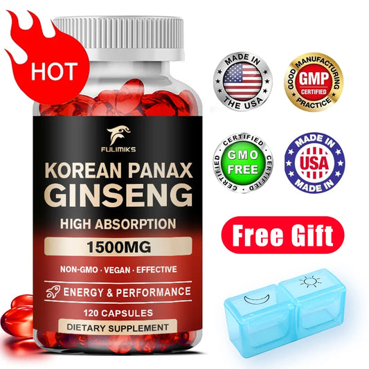 Panax Ginseng 15,000 mg - Red Korean Ginseng Supplement for Men - Extra Strength - Energy, Focus, Productivity & Performance