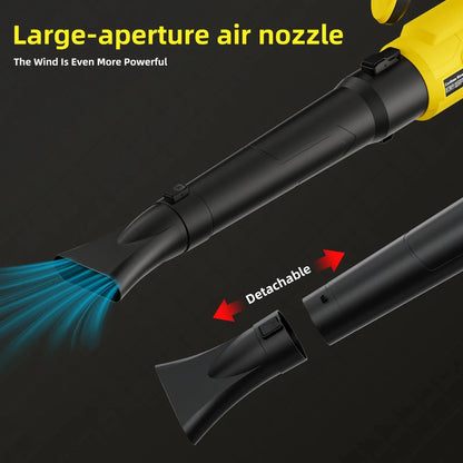DeWalt industrial-grade high-power handheld blower, equipped with a powerful turbo fan and lithium battery.