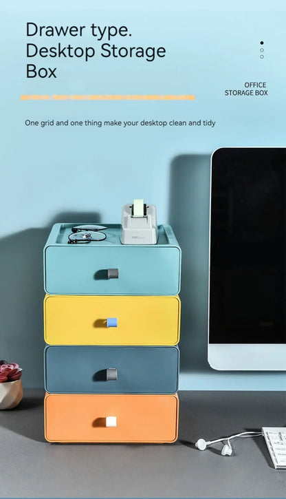Plastic Storage Box Drawer Style Desktop Storage Box Storage Box Office Desk Shelf  Drawers Storage Box Makeup Organizer Storage
