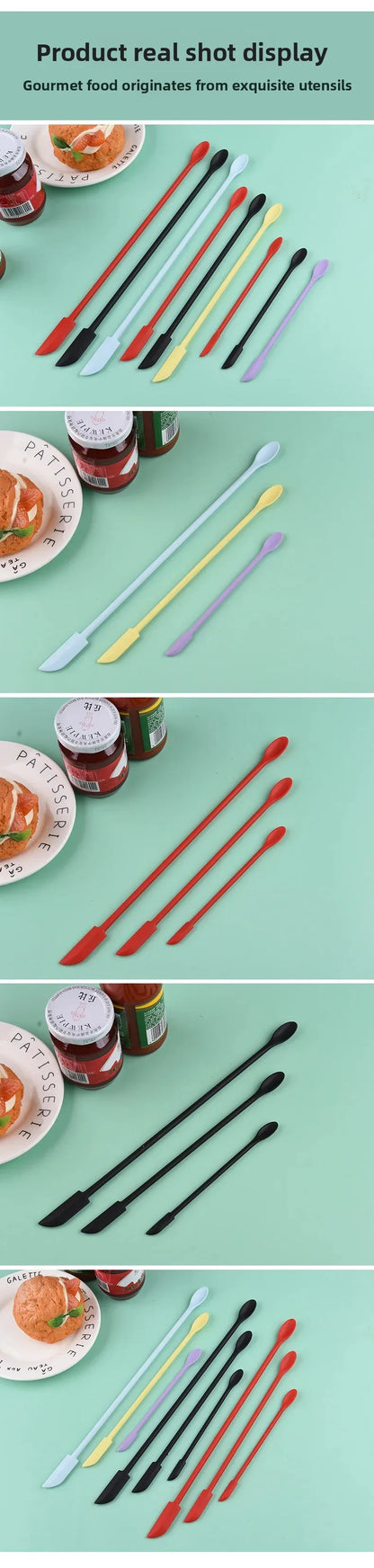 1/3pcs Double-Head Silicone Scraper Spoon Set Makeup Brushes Cosmetics Tools Beauty Accessories Reusable Silicone Scoop Scraper