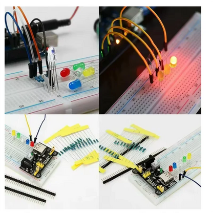 DIY Electronics Components Kit Project Starter Electronic DIY Kit with 830 Tie-points Breadboard for Arduino R3 with Box
