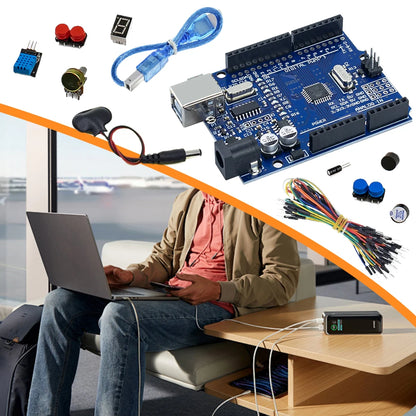 Basic Starter Kit with Breadboard Sensor Modules Resistance Educational Programming Kit Electronic DIY Kit for Arduino UNO R3