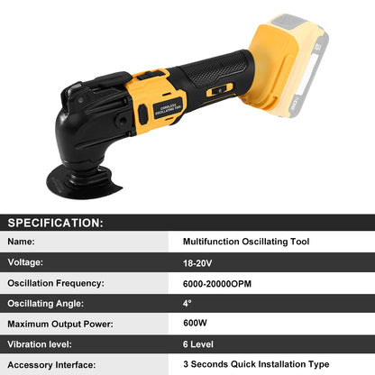 20000OPM Brushless Oscillating Multi Tools 6Gear Function Tool Electric Saw Trimmer Shovel Woodworking for DeWalt 18V Battery