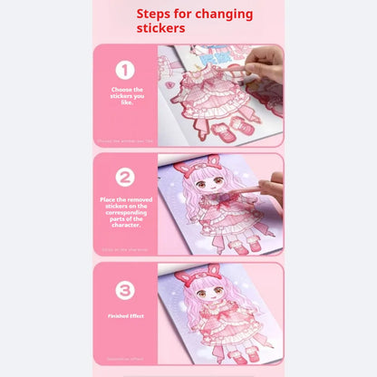 DIY Dress Up Sticker Girl Paper Doll Quiet Book Sweet Cool Girl Star Doll Change Clothes Scrapbook Craft Children's Makeup Book
