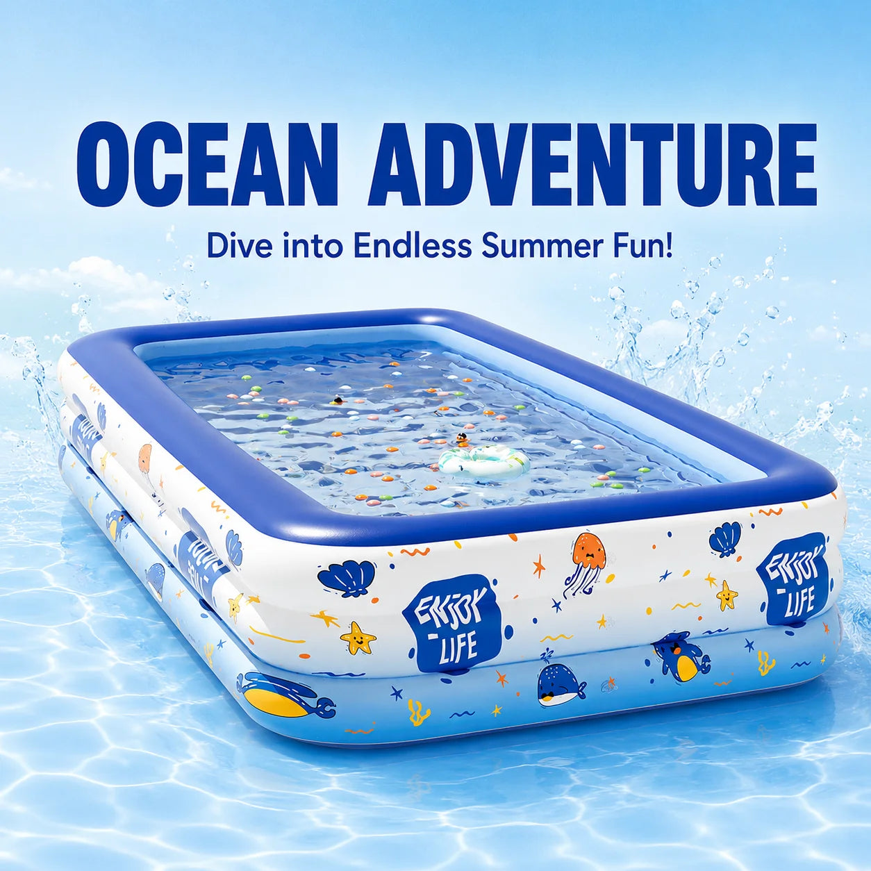 1PC Swimming Pool for Family Pattern Blue Big Inflatable Large PVC Pools Baby Swimming Pools Indoor Outdoor Toddler Bathtub