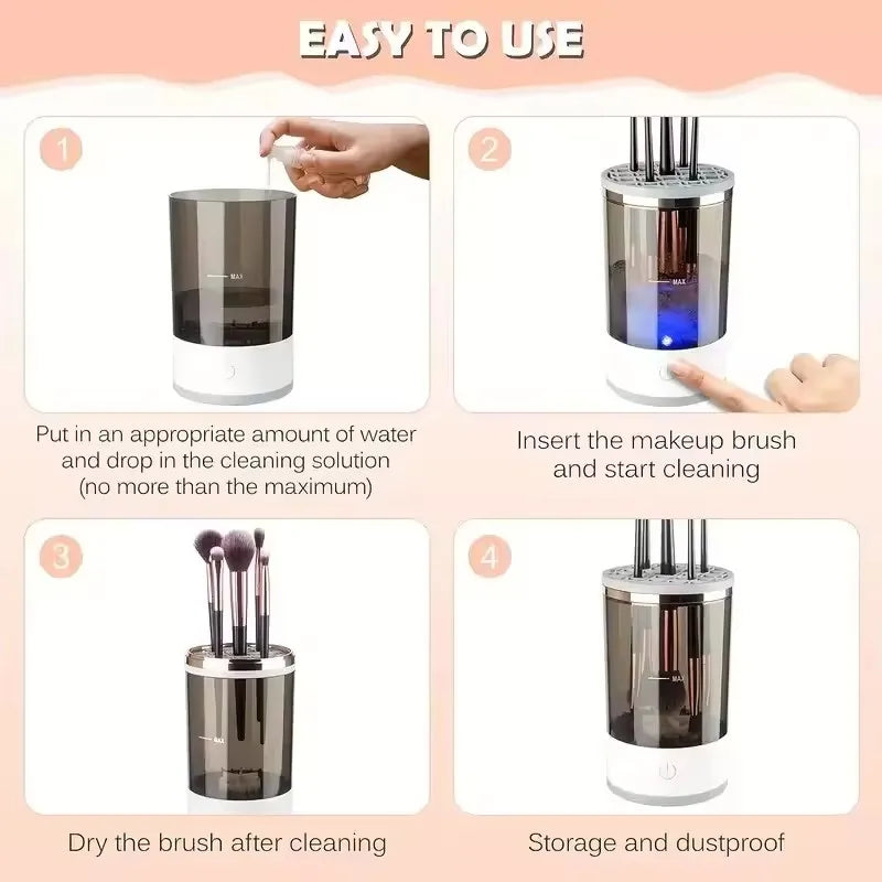 USB Powered Brush Washer & Dryer - Odorless Battery-Free Makeup Cleaner, Plug-and-Play Essential Beauty Accessory