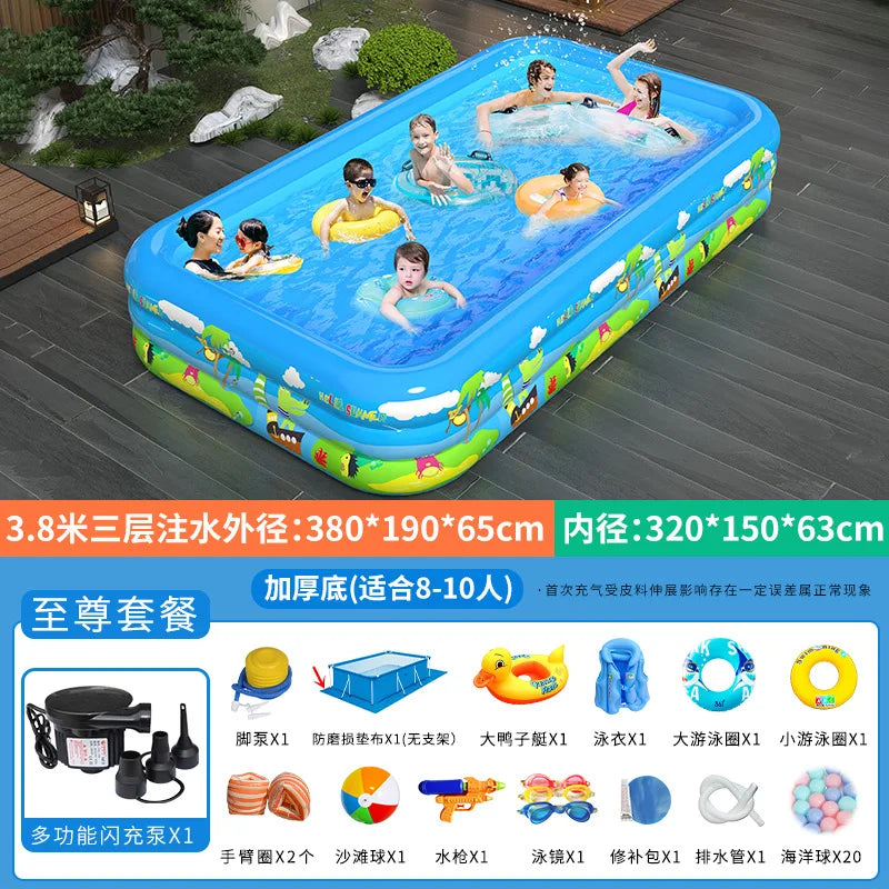 Large Foldable Inflatable Swimming Pool for Kids Adults Baby Family Indoor Outdoor Backyard Thickened Durable Summer Fun Pool