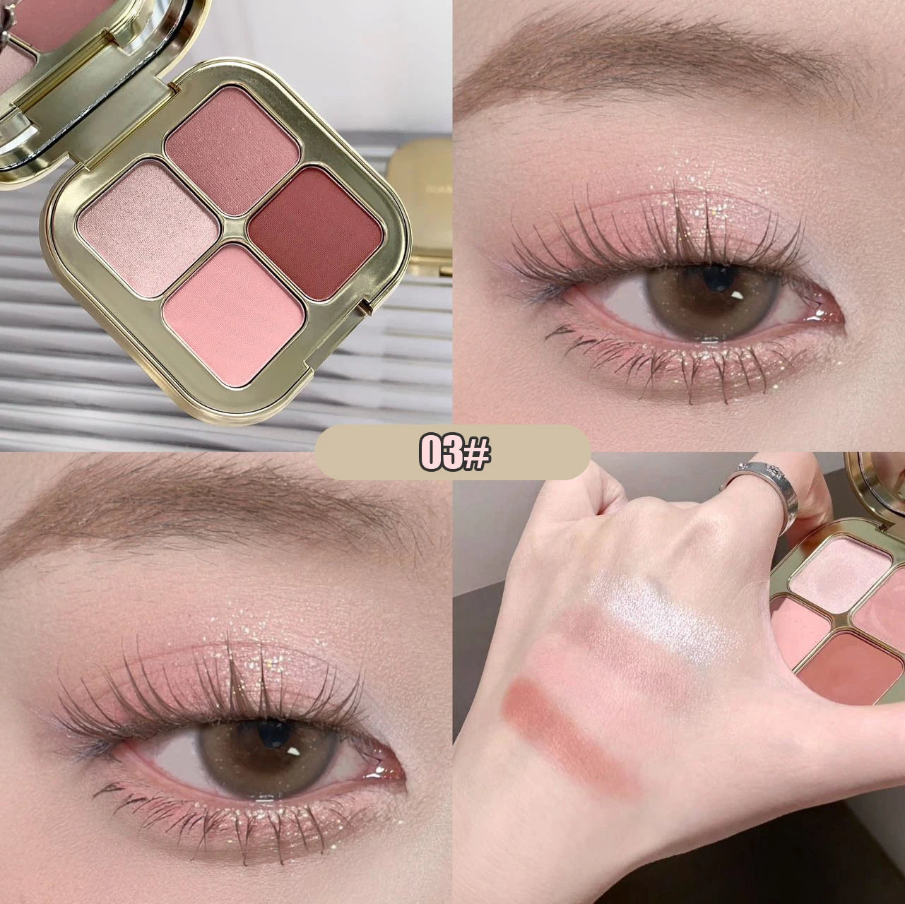 KAKASHOW 4 Colors Eyeshadow Palette Matte Shimmer Pearlescent Glitter Eye Shadow Long Lasting Easy To Color Eyes Makeup Palette