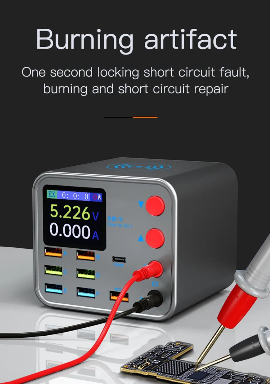 Multifunction 8-port Charger for Mobile Phonewith Short Circuit Repair Function Smart Wireless Fast Charging Tool