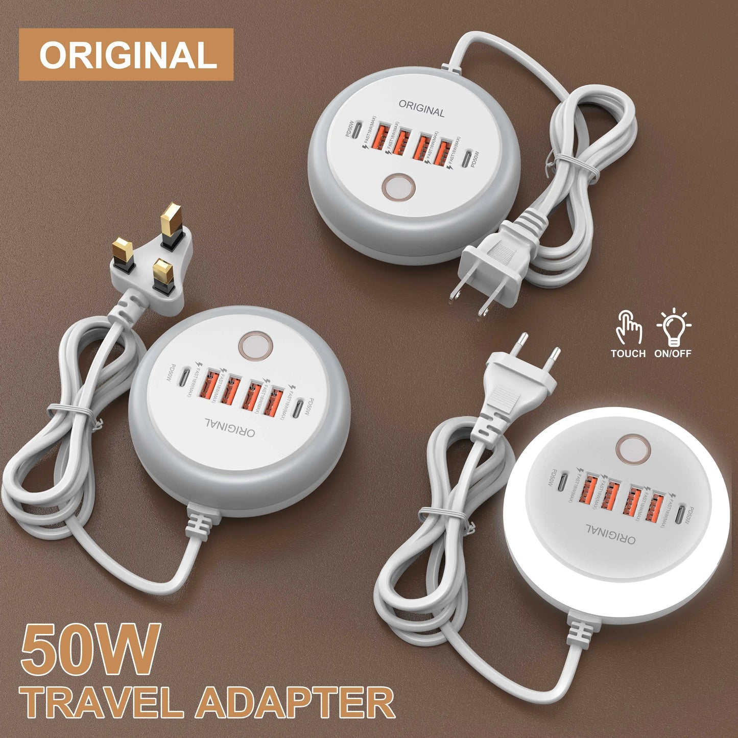 50W USB Mobile Phone Charger Multi Ports Power Strip Socket Type C Fast Charging Wall Charger Wall Adapter For iPhone Xiaomi