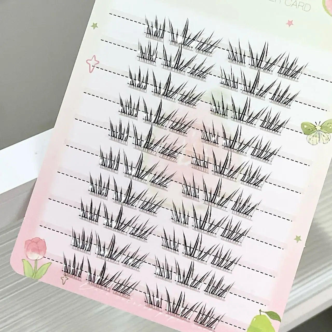 DIY Cluster Punk Silver Black Self-adhesive Glue Free False Eyelashes Segmented Thin Stems Halloween Makeup Girl Lashe Extension