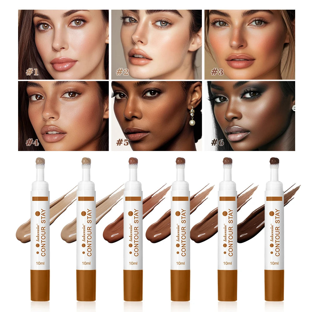 6-colors Moisturizing Liquid Contour Stay Cream Bronzer Waterproof Lightweight 3D Concealer Nourishing Face Contour Makeup