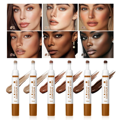 6-colors Moisturizing Liquid Contour Stay Cream Bronzer Waterproof Lightweight 3D Concealer Nourishing Face Contour Makeup