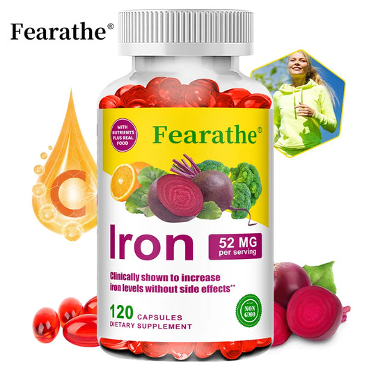 Iron and Vitamin C Supplement - Boosts Energy, Focus, and Immune Function, Supporting Red Blood Cells, Improve Immunity, Non-GMO