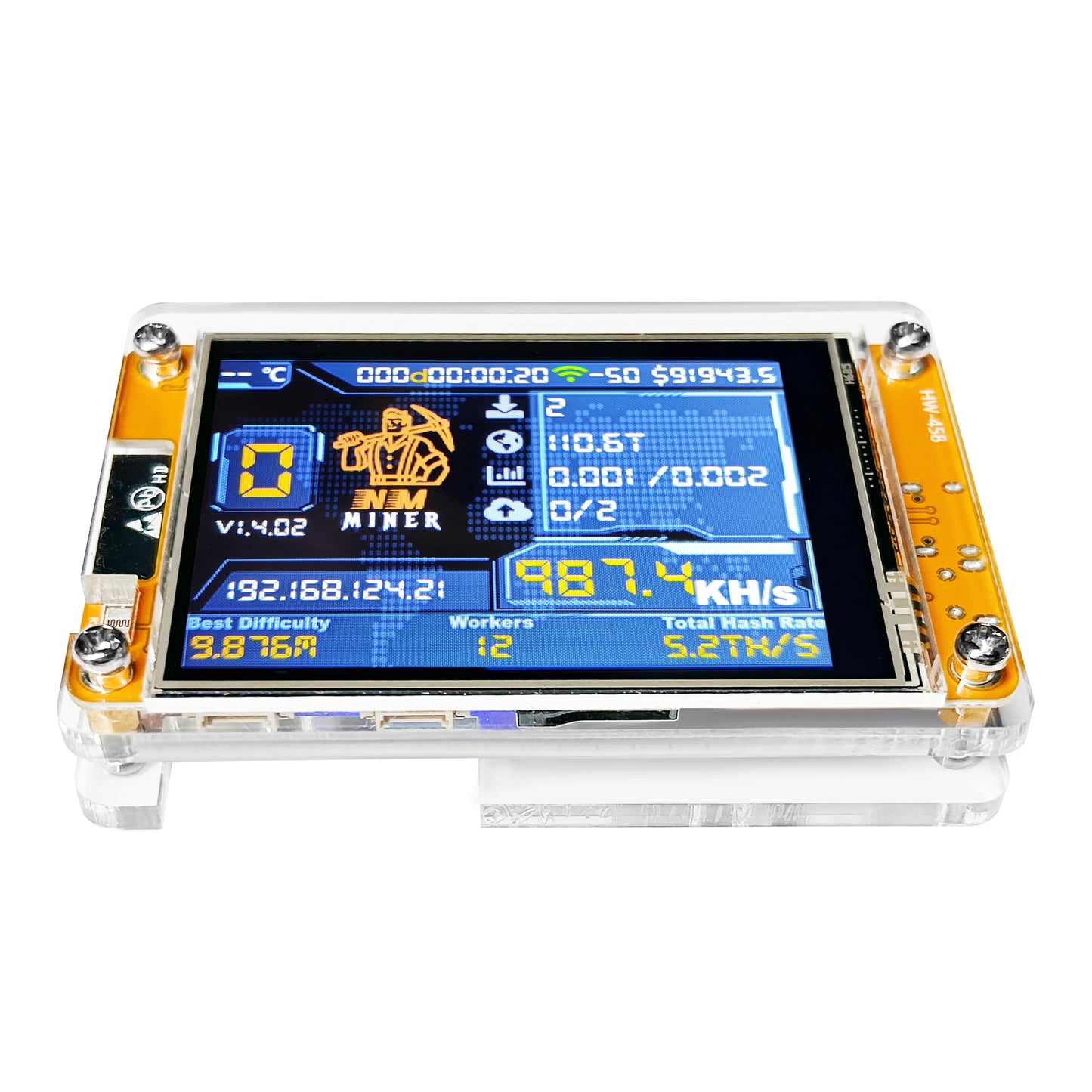 NMMiner Hashrate 987KH/s Bitcoin Lucky Miner for computer nerd 2.8 inch Solo Lottery Smart Display Crypto ESP32-2432S028R DROOM
