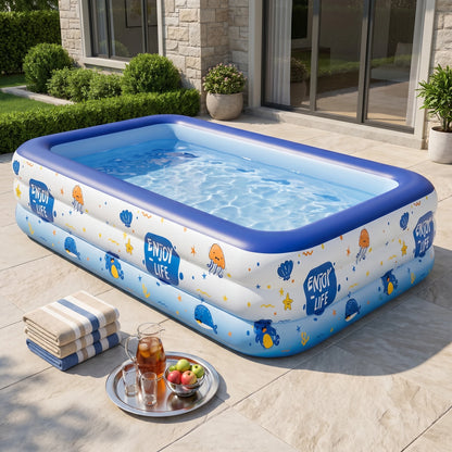 1PC Swimming Pool for Family Pattern Blue Big Inflatable Large PVC Pools Baby Swimming Pools Indoor Outdoor Toddler Bathtub