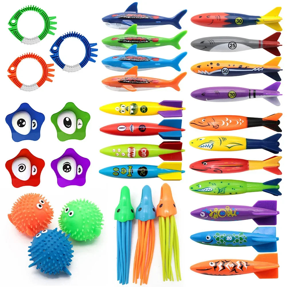 Children's Pool Diving Toy Submersible Torpedo Treasure Hunt Water Toy Swimming Training Tool Summer Outdoor water Gift Set #1