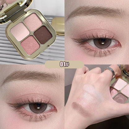 KAKASHOW 4 Colors Eyeshadow Palette Matte Shimmer Pearlescent Glitter Eye Shadow Long Lasting Easy To Color Eyes Makeup Palette