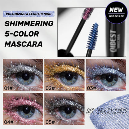 Glitter Diamond Mascara Waterproof Smudge-Proof Volumizing Lengthening Sparkling Snowflake Flake Clump-Free Lasting Party Makeup