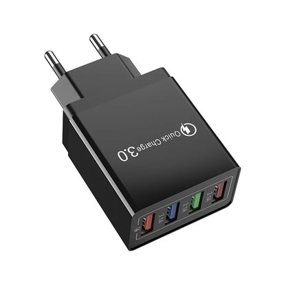 3A EU/US Plug USB Charger 4 Ports Quick Charge 3.0 Mobile Phone Charger Adapter For iPhone Huawei Xiaomi Travel Mobile Charger