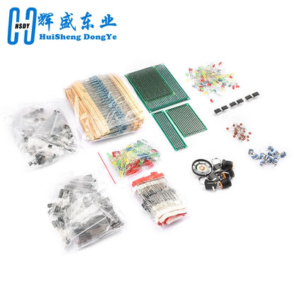 1900 pcs Mega Electronic Component Kit including Assortment + Capacitors + Resistors + LED + Transistors + DC Jacks + PCB +opamp