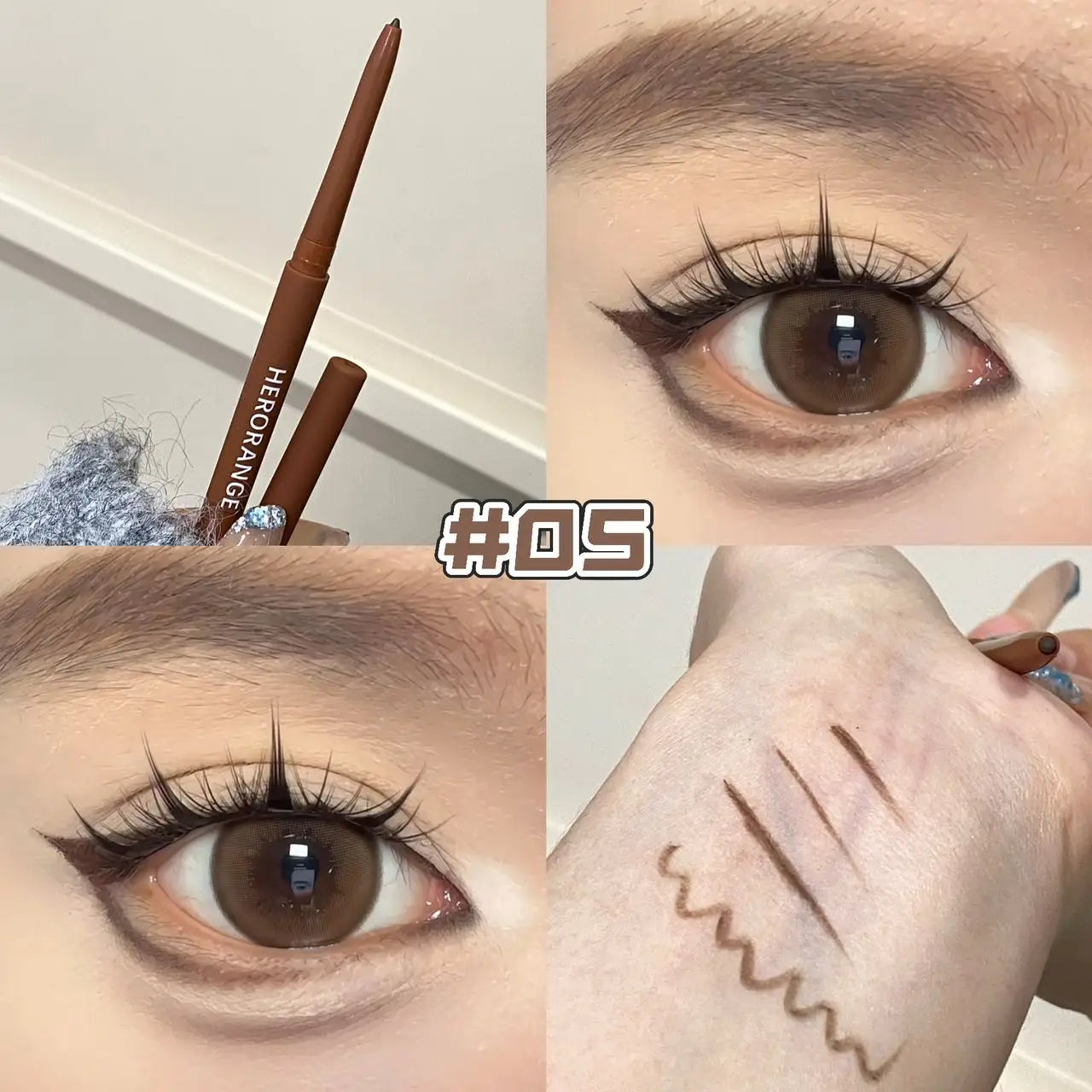 Pumpkin Brown Eyeliner Gel Pencil Waterproof Matte Smooth Quick Dry Non-Smudge Easy Wear Under Eye Liner Shadow Stick Makeup