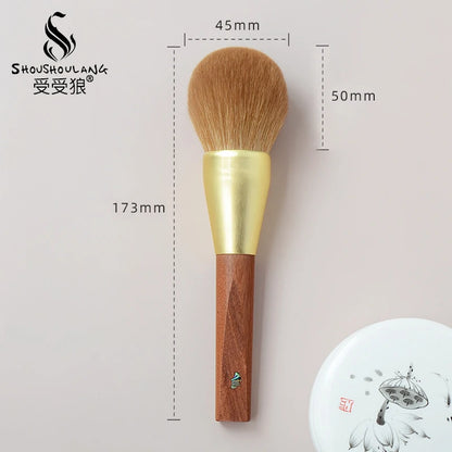Soft Saibikoho Goat Hair Makeup Brush 1PC Shoushoulang High-end Hand Crafted Blush Contour Brush Rosewood Handle Makeup Brush