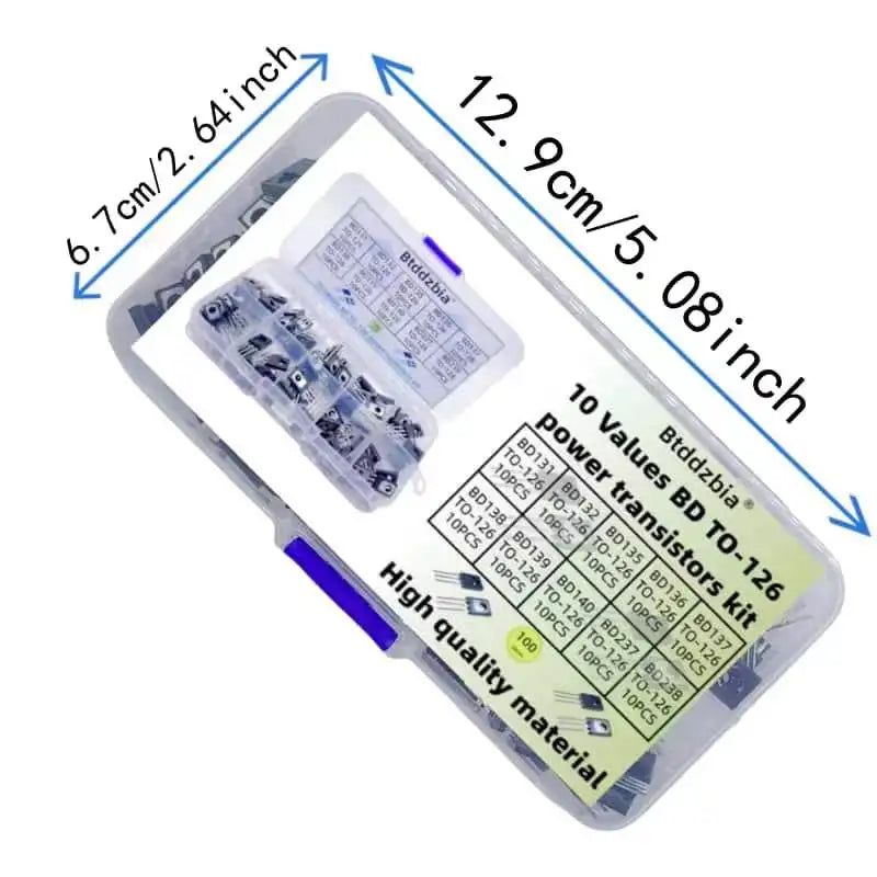 100pcs TO126 package transistors BD131-BD139/BD237/BD238, available in 10 different models, with DIY electronic component kit