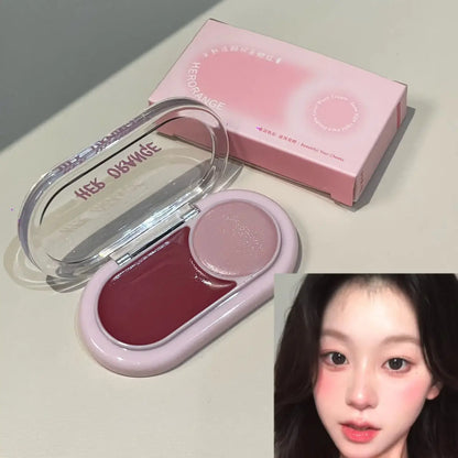 Water Light Peach Cream Blush Two-tone Face Brightening Orange Pink Blusher Plate Makeup Lasting Moisturizing Cheek Tint Rouge