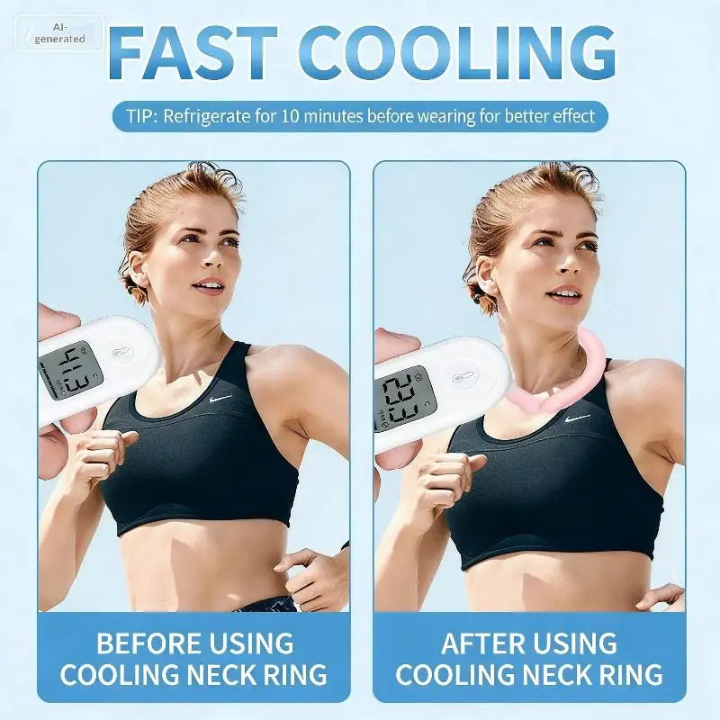【CC】Outdoor Summer Neck Cooling Tube Wraps Ice Ring Neck Cooler Reusable Cooling Tool For Camping Hiking Cycling Running Fishing