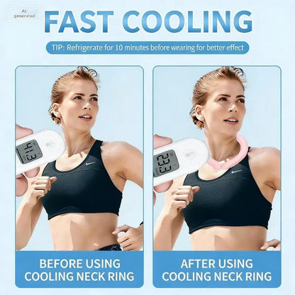 【CC】Outdoor Summer Neck Cooling Tube Wraps Ice Ring Neck Cooler Reusable Cooling Tool For Camping Hiking Cycling Running Fishing