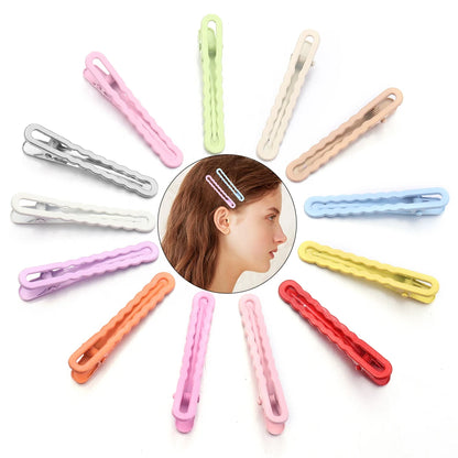 50pcs 6cm Candy Colored Hair Clips Women Girls Metal Hairpins Hollow Bangs Side Clip for Makeup Hair Styling Hairgrip Wholesale
