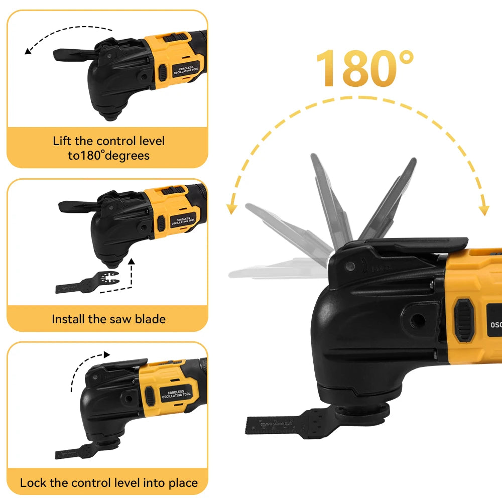 20000OPM Brushless Oscillating Multi Tools 6Gear Function Tool Electric Saw Trimmer Shovel Woodworking for DeWalt 18V Battery
