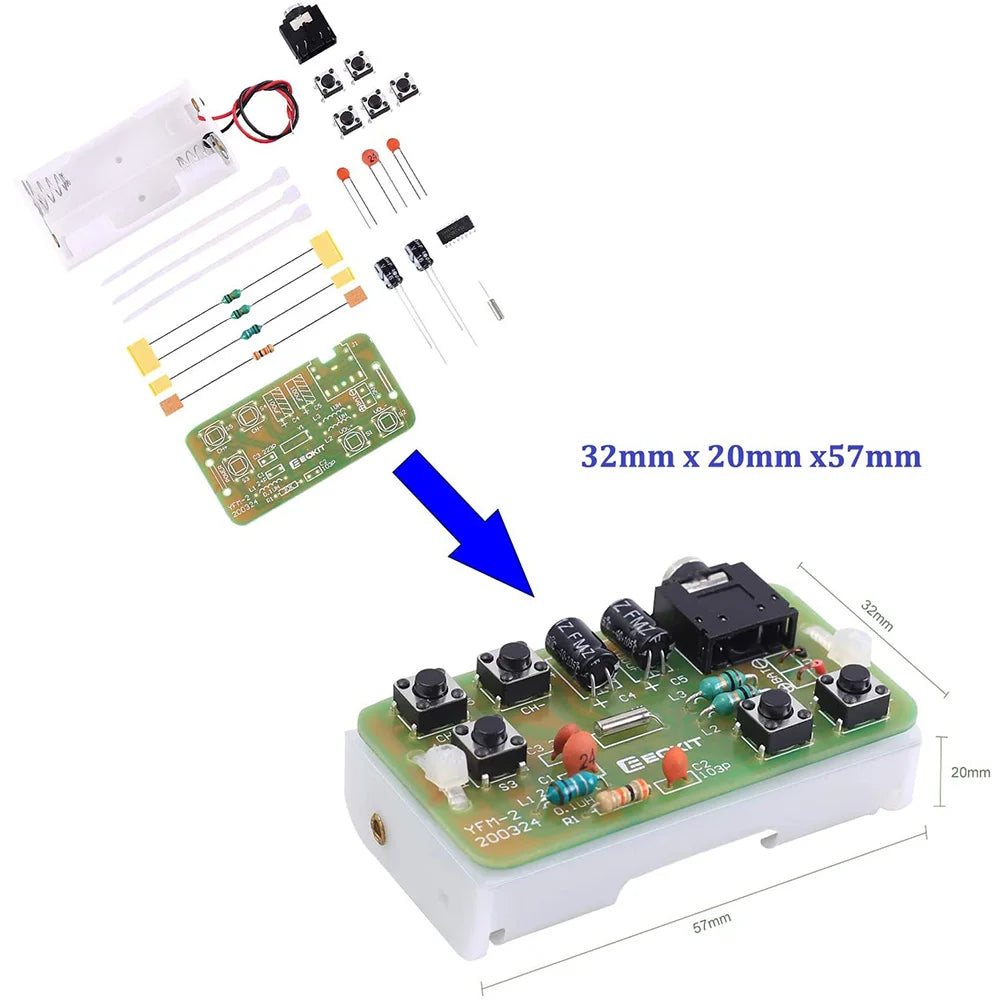 DIY Electronic Kit FM Stereo Radio Module 76-108MHz Wireless Transmitter Receiver Circuit PCB Board Soldering Practice Project