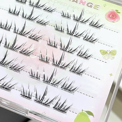 DIY Cluster Punk Silver Black Self-adhesive Glue Free False Eyelashes Segmented Thin Stems Halloween Makeup Girl Lashe Extension