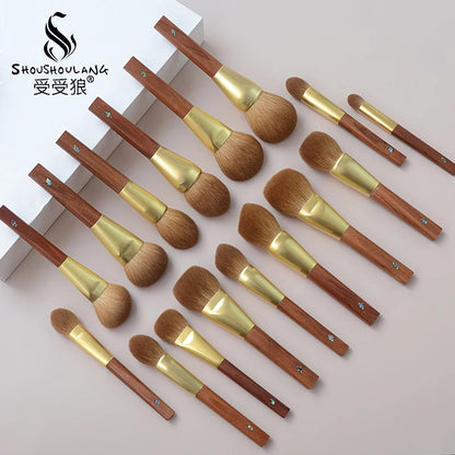 Soft Saibikoho Goat Hair Makeup Brush 1PC Shoushoulang High-end Hand Crafted Blush Contour Brush Rosewood Handle Makeup Brush
