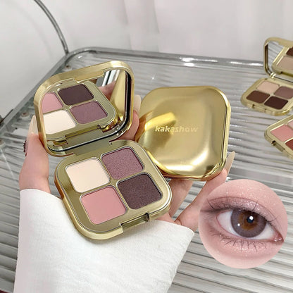 KAKASHOW 4 Colors Eyeshadow Palette Matte Shimmer Pearlescent Glitter Eye Shadow Long Lasting Easy To Color Eyes Makeup Palette