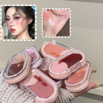 Water Light Peach Cream Blush Two-tone Face Brightening Orange Pink Blusher Plate Makeup Lasting Moisturizing Cheek Tint Rouge