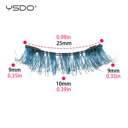 YSDO Colored Magnetic Eyelashes Natural Faux 3D Mink Lashes Reusable Makeup Party Cosplay Shiny Colorful Magnet False Lashes