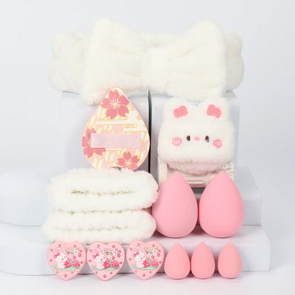 Embroidered Powder Puff Headband 13-Piece Set, Suitable for Applying and Setting Makeup, Suitable for All Skin Types