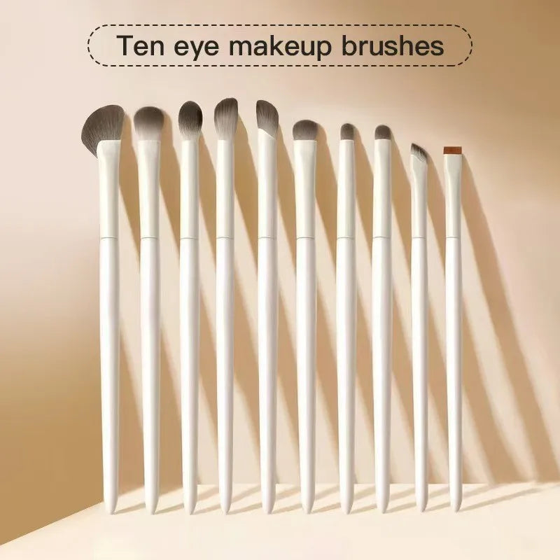 5/8/10pcs Natural Eye Makeup Brushes Set Detail Eyeshadow Brush Makeup Brush Kit White Ultra Soft Eyeshadow Eyeliner Makeup Tool
