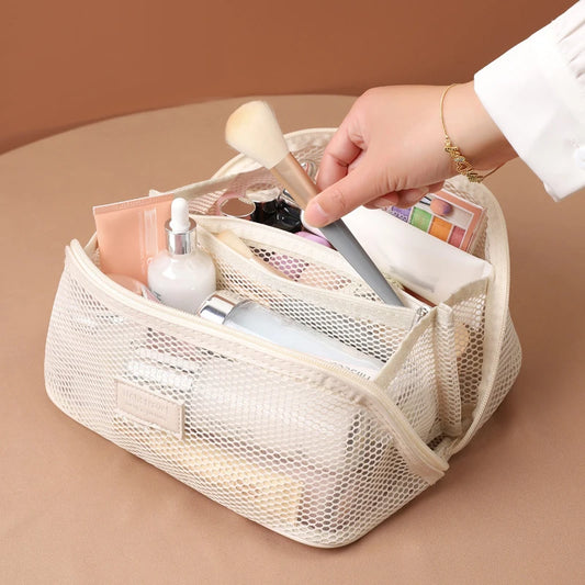 Multi-Functional Mesh Makeup Bag Pouch Large Capacity Portable Storage Case Travel Toiletry Bags Cosmetic Bag