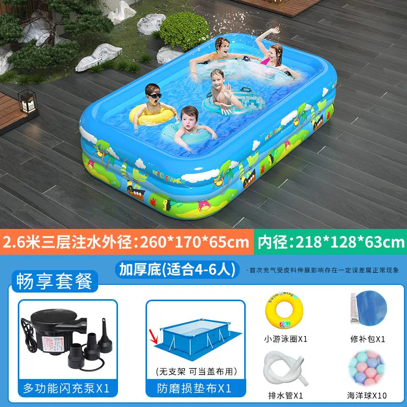 Large Foldable Inflatable Swimming Pool for Kids Adults Baby Family Indoor Outdoor Backyard Thickened Durable Summer Fun Pool