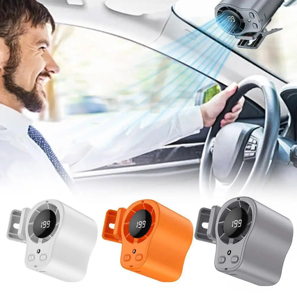 Summer Semiconductor Cooling Car Fan with LED Display USB Rechargeable Clip Portable Desk Fans 360 Rotation For Camping