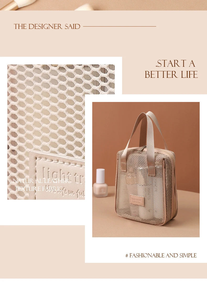 Multi-Functional Mesh Makeup Bag Pouch Large Capacity Portable Storage Case Travel Toiletry Bags Cosmetic Bag